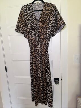 Vintage Brown and Black Leopard Maxi Dress